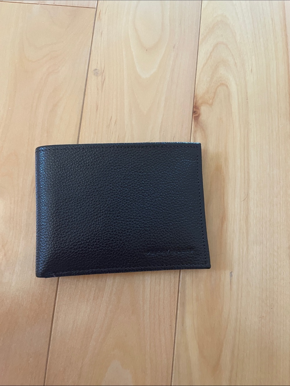 Perry Ellis Black Pebbled Leather Bi-Fold Wallet